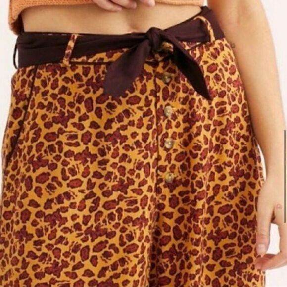 NWT Free People Bennie Animal Print Wide Leg Pants - Picture 6 of 14